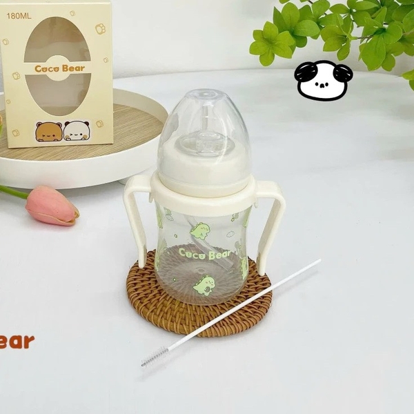 Bình tập hút uống nước, uống sữa Coco Bear 180ml cho bé