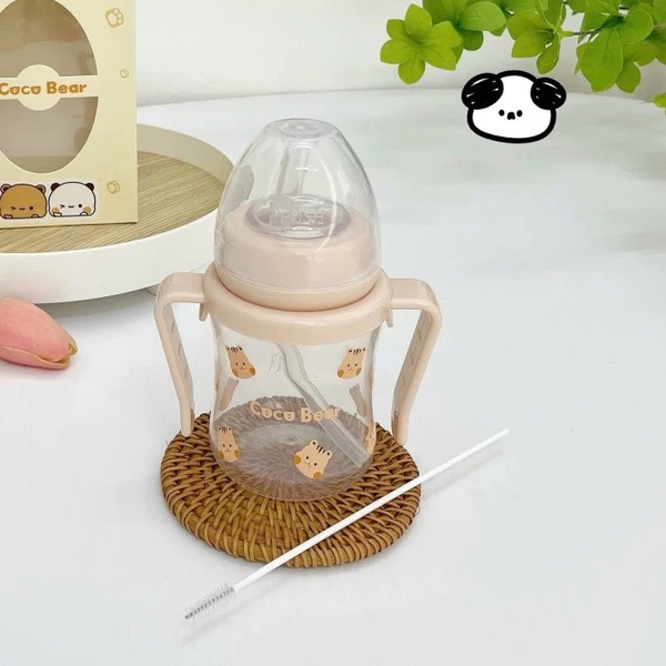 Bình tập hút uống nước, uống sữa Coco Bear 180ml cho bé