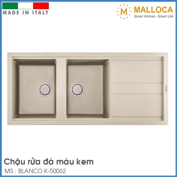 Chậu Rửa Chén Bằng Đá Malloca BLANCO K-50062