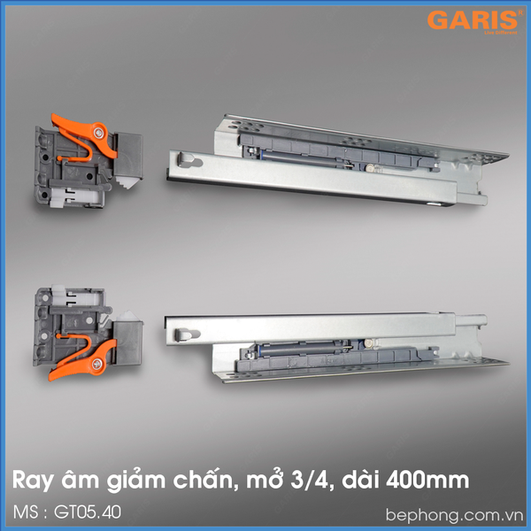 Ray Âm Giảm Chấn 400mm Mở 3/4 Garis GT05.40
