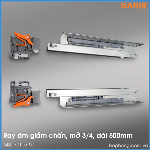 Ray Âm Giảm Chấn 500mm Mở 3/4 Garis GT05.50