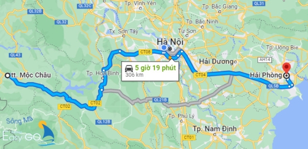 Cung đường di chuyển Hải Phòng - Mộc Châu