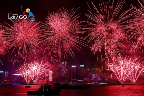 Cảnh bắn pháo hoa ngày tết