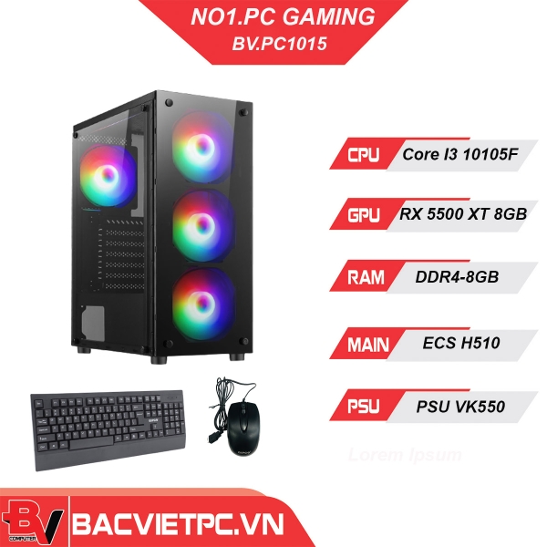 BỘ PC GAMING - ĐỒ HỌA  INTEL I3-10105F | RAM 8GB | RX 5500XT 8GB | SSD 240GB