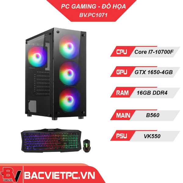 PC GAMING - ĐỒ HỌA INTEL I7-10700F | RAM 16GB | GTX 1650-4GB| SSD240G