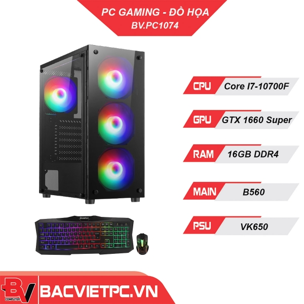 PC GAMING - ĐỒ HỌA INTEL I7-10700F | RAM 16GB | GTX 1660SUPER| SSD240G