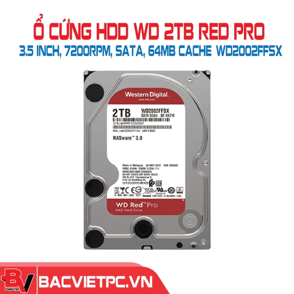 Ổ cứng HDD WD 2TB Red Pro 3.5 inch, 7200RPM, SATA, 64MB Cache (WD2002FFSX)