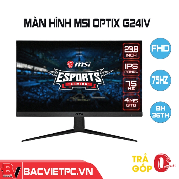 Màn hình MSI G241V E2 (23.8inch/FHD/IPS/75Hz/1ms/250nits/HDMI+DP+Audio/Freesync)