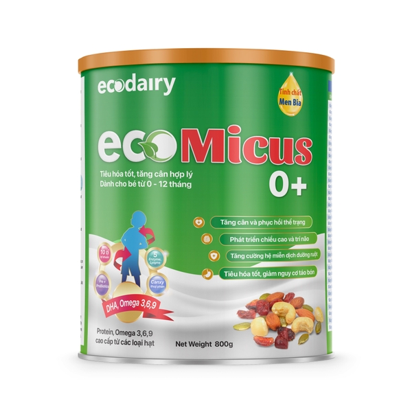 Sữa hạt tiêu hóa EcoMicus 0+ Từ 0 - 12 tháng của Viện Dinh Dưỡng NCCI