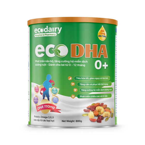 Sữa hạt trí não EcoDHA 110mg 0+ Từ 0 - 12 tháng của Viện Dinh Dưỡng NCCI