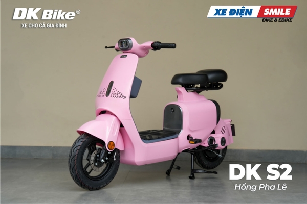 ảnh xe điện dk bike s2 màu hồng pha lê