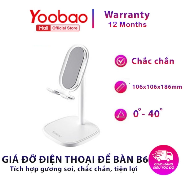 Giá đỡ điện thoại Yoobao B6 có thể thay đổi chiều cao - Hàng Chính Hãng Yoobao- Bảo hành 12 tháng- 1 đổi 1