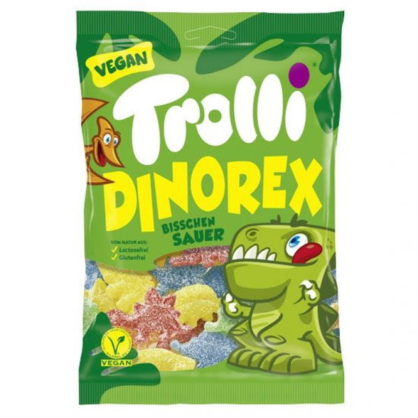 Kẹo dẻo Trolli hình khủng long ít chua 100g