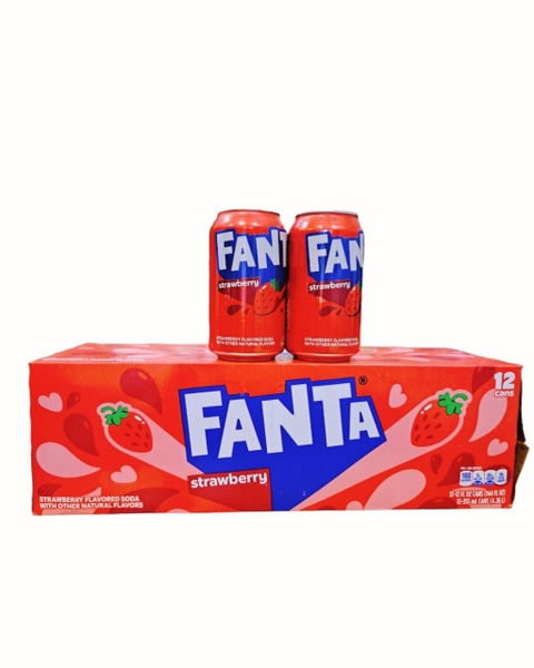 Nước Ngọt Fanta Mỹ 355ml vị Dâu ( Lốc 12 lon)