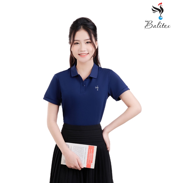 Áo polo nữ coolmax Tím than tay bo