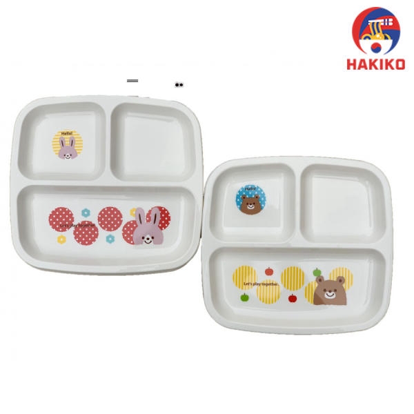 Khay Ăn Chia 3 Ngăn Nhật Bản Cho Bé Hình Gấu, Thỏ