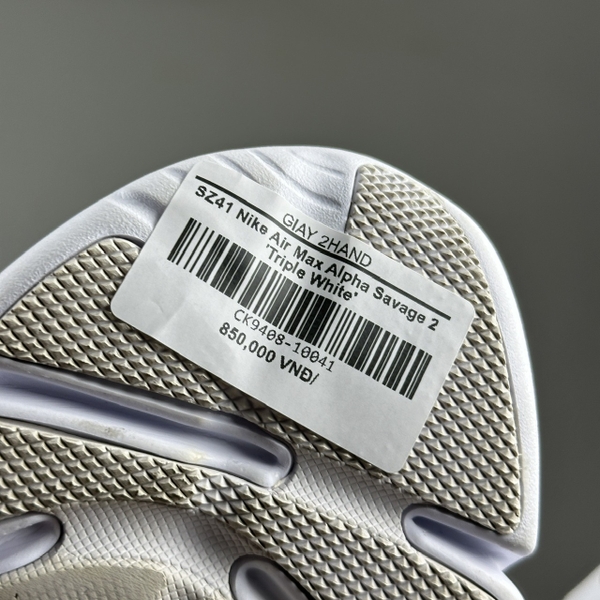 SZ 41 Nike Air Max Alpha Savage 'Triple White' CK9408-100 Giày