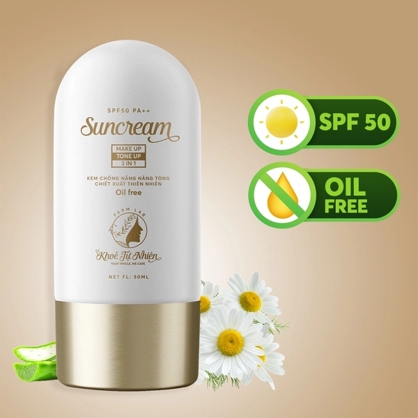 Kem chống nắng 3 IN 1 nâng tông make up SPF50 PA+++ 50ml