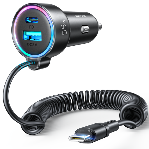 Tẩu sạc ô tô Joyroom CL07 sạc nhanh 60W 3 in 1 với 1USB + 1PD Wired Car Charger Type C nối dài dùng cho xe hơi mở rộng sạc nhiều thiết bị cho tài xế