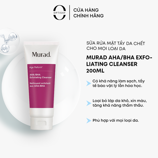 Sữa rửa mặt tẩy da chết MURAD AHA/BHA Exfoliating Cleanser 200ml cho mọi loại da