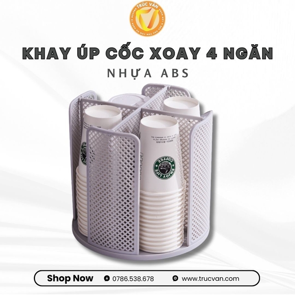Khay úp cốc xoay vòng 4 ngăn