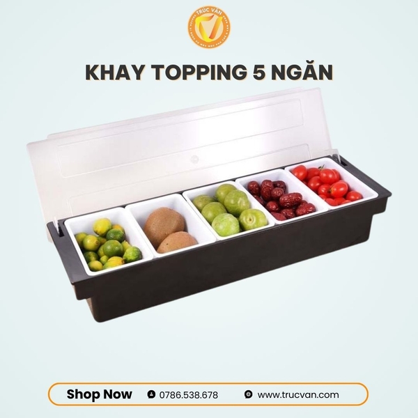 Khay topping nhựa 5 ngăn