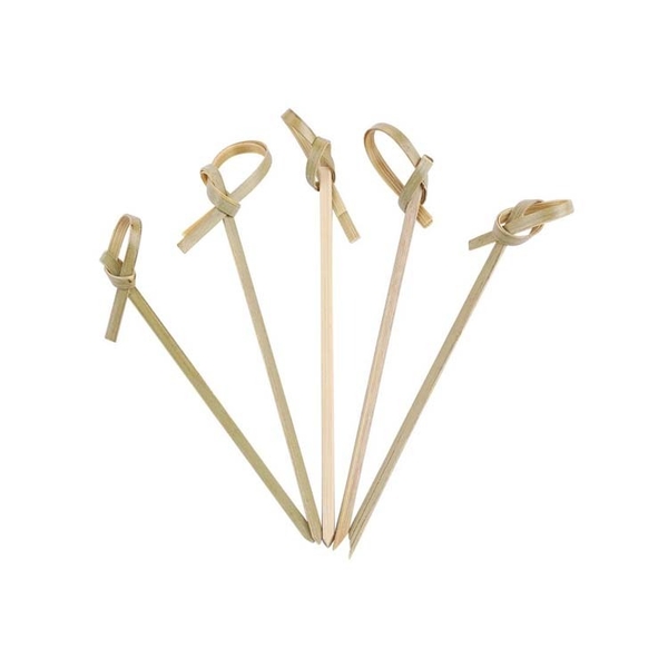 Tăm tre xiên trái cây thắt nút màu đỏ 100 chiếc, 12cm