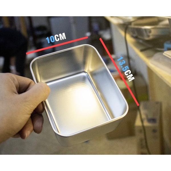 Khay inox đựng topping 6 ngăn kèm nắp