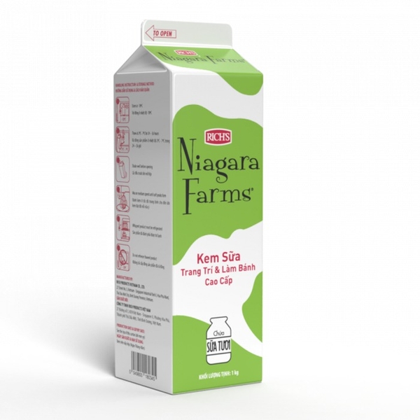 Kem Sữa Trang Trí & Làm Bánh Cao Cấp Rich's Niagara Farms Hộp 1Kg (Xanh lá)
