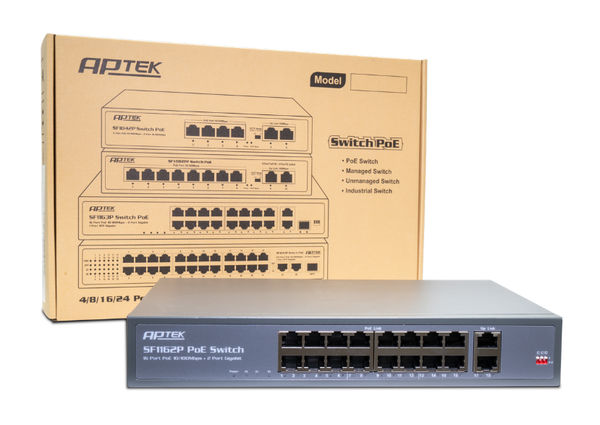 SWITCH POE APTEK 16 Port SF1162P 100Mb (2P Uplink 1Gb) VAT