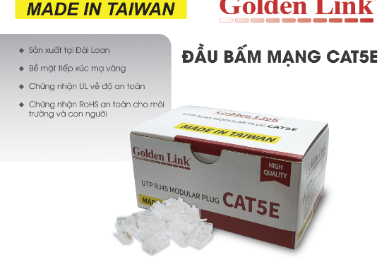 ĐẦU MẠNG RJ45 5E GOLDEN LINK BOX (CHUYÊN BOOTROM)