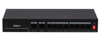 SWITCH POE DAHUA DH-PFS3010-8ET-65 8 PORT VAT (2 UPLINK 100M) VAT