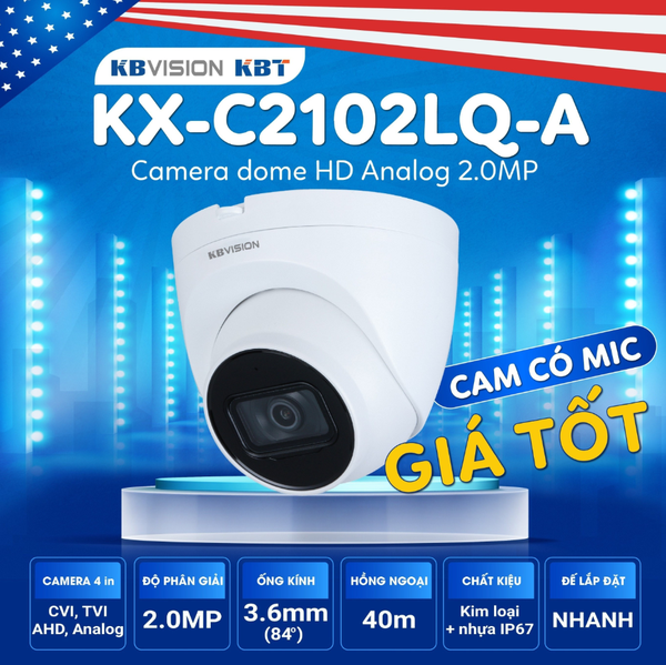 CAMERA KB VISION KX-C2102LQ-A IR40M (DOME+MICRO) VAT