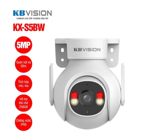 CAMERA KBVISION KX-S5BW 5MP outdoor (360,wifi6,H265,ai,thẻ) VAT