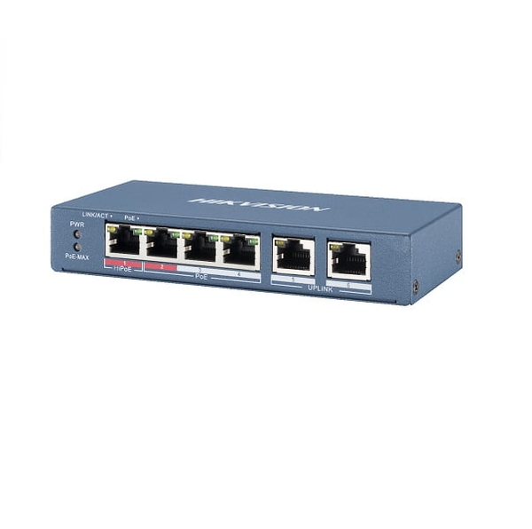 Switch POE GIGABIT Hi POE 4 cổng 1000Mpbs, 1 cổng uplink 1000Mbps DS-3E0505HP-E