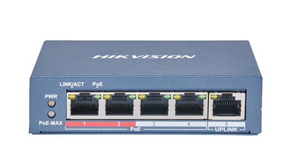 Hikvision Switch mạng 4 cổng PoE 100M, 1 cổng uplink 10/100M , Layer 2