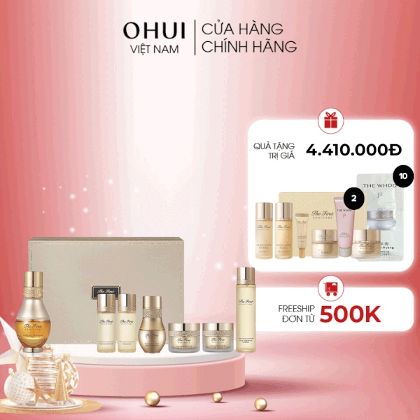 Bộ dưỡng trẻ hóa tinh chất vàng OHUI The First Ampoule Advanced Special Set