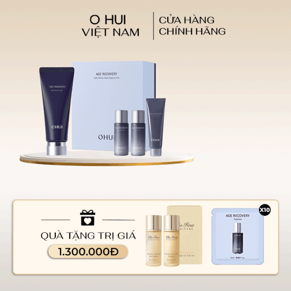 Bộ sữa rửa mặt cải thiện nếp nhăn Ohui Age Recovery Foam Cleanser