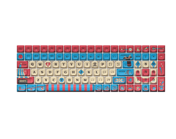 Dye-Sub PBT Keycaps - Circus Memory | Red&Blue 