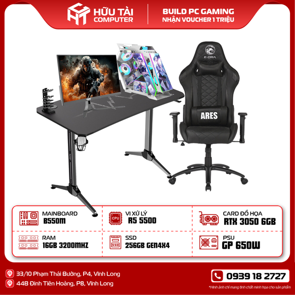 FULL COMBO PC GAMING HTC BÀN GHẾ MÀN HÌNH VSP ES1 LHMT K/DA White