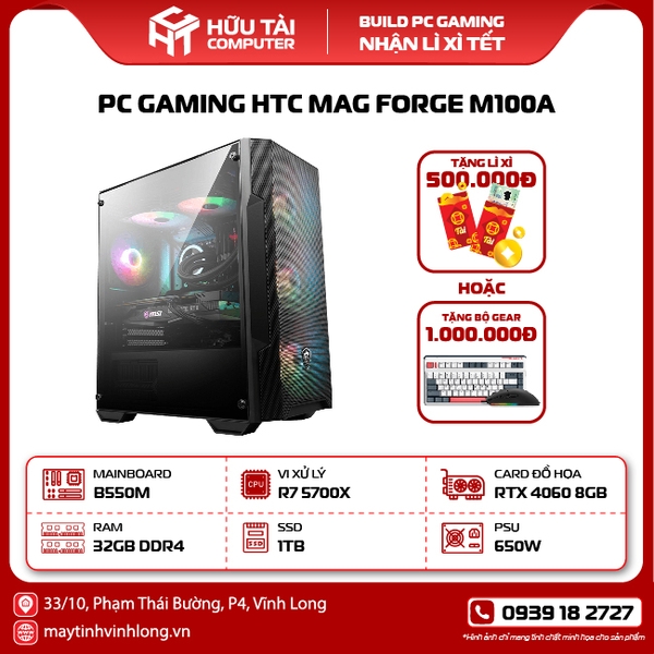 PC Gaming HTC MAG FORCE M100A B550M PRO R7-5700X Giá Rẻ tại Vĩnh Long