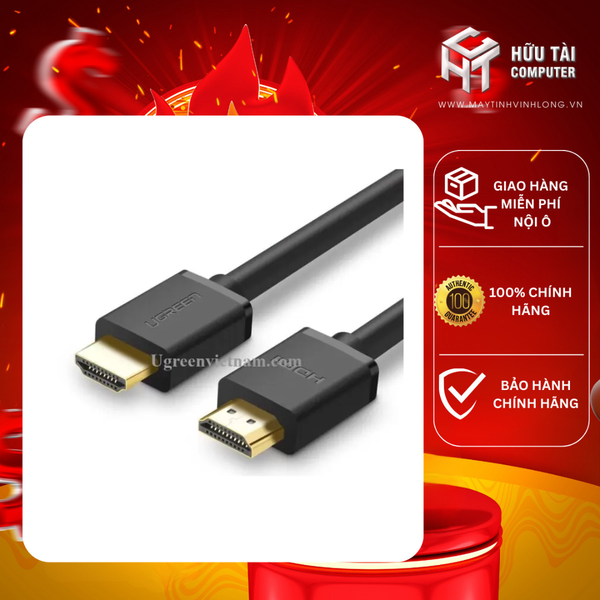Ugreen 10108 3M màu Đen Cáp tín hiệu HDMI chuẩn 1.4 hỗ trợ phân giải 4K * 2K