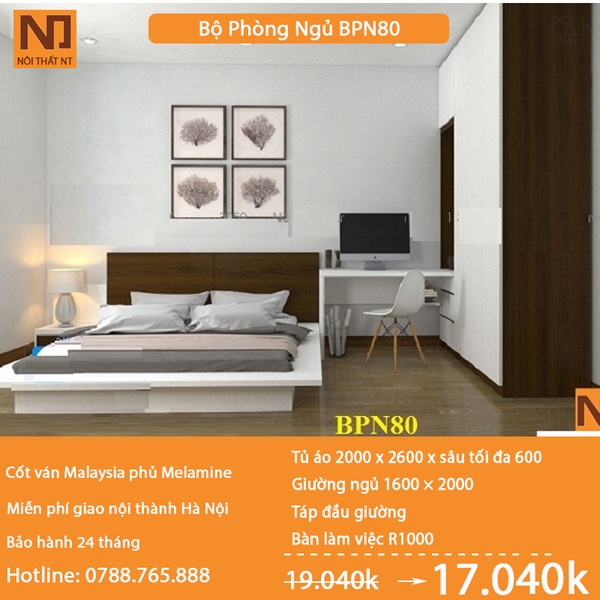 Nội thất phòng ngủ thiết kế BPN80