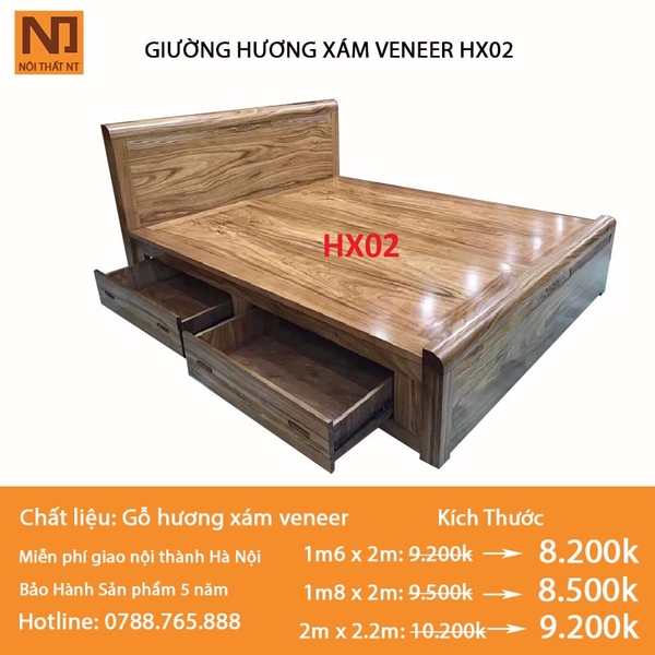 Giường hương xámveneerHX02