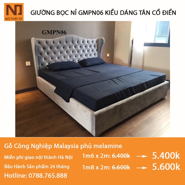 Giường bọc nỉ GMPN06