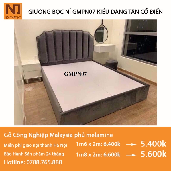 Giường bọc nỉ GMPN07