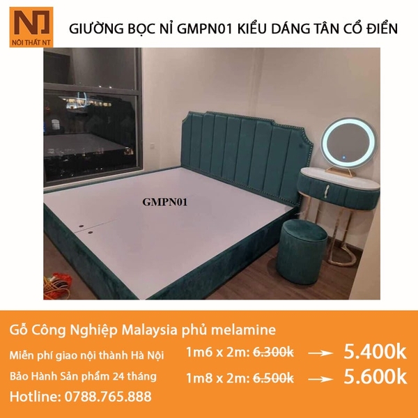 Giường bọc nỉ GMPN01