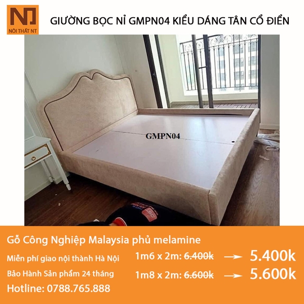 Giường bọc nỉ GMPN04