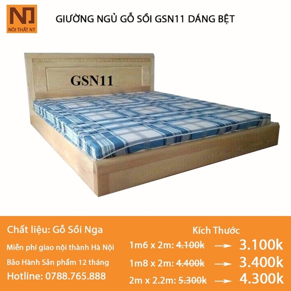 Giường ngủ gỗ sồi GSN11