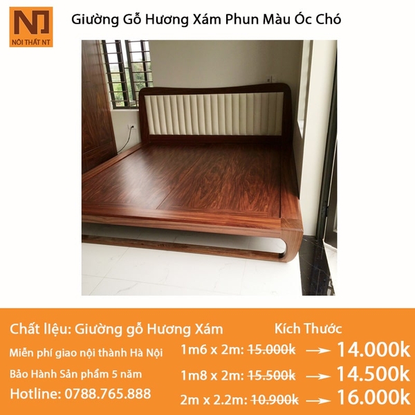 Giường hương xám GHX02